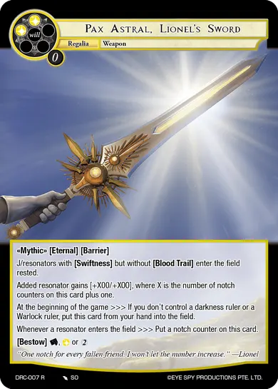 Pax Astral, Lionel's Sword