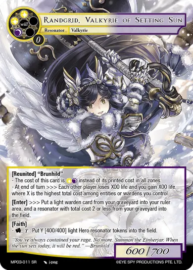 Randgrid, Valkyrie of Setting Sun