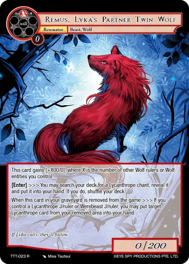 Remus, Lyka's Partner Twin Wolf