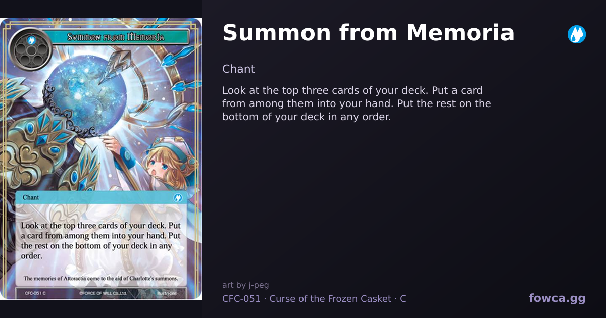 Summon from Memoria — Force of Will Card Database